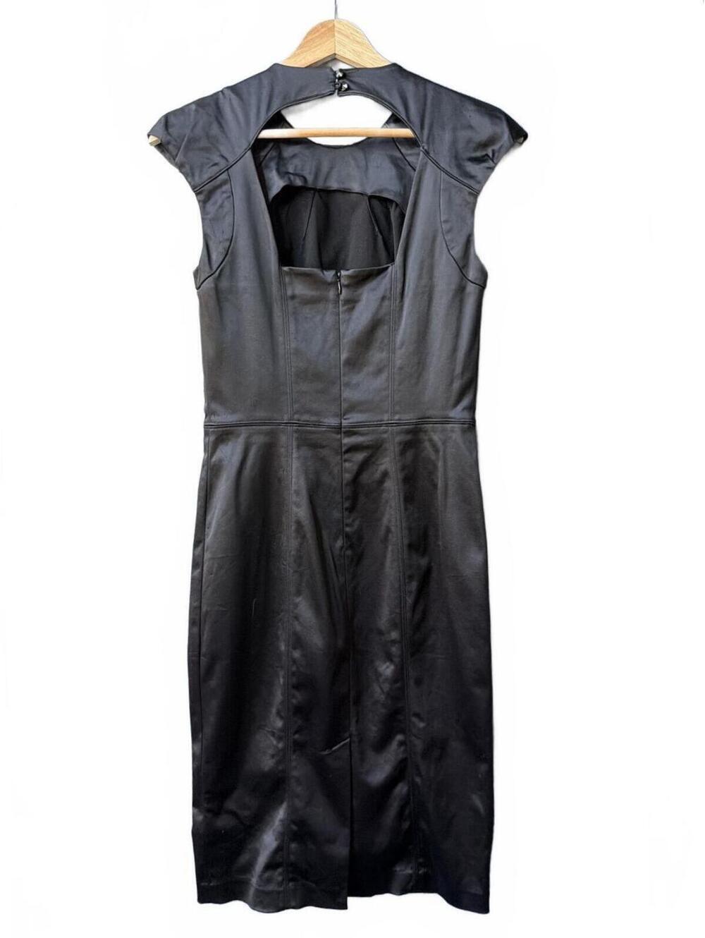 Bebe Black Satin Cutout Midi Dress S - Picture 5 of 9